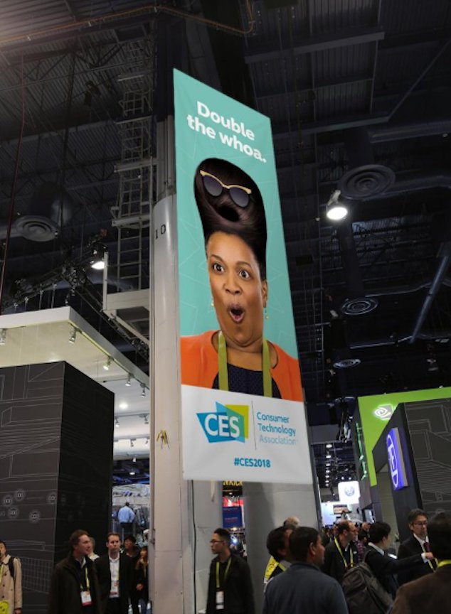 30-foot column wrap on show floor