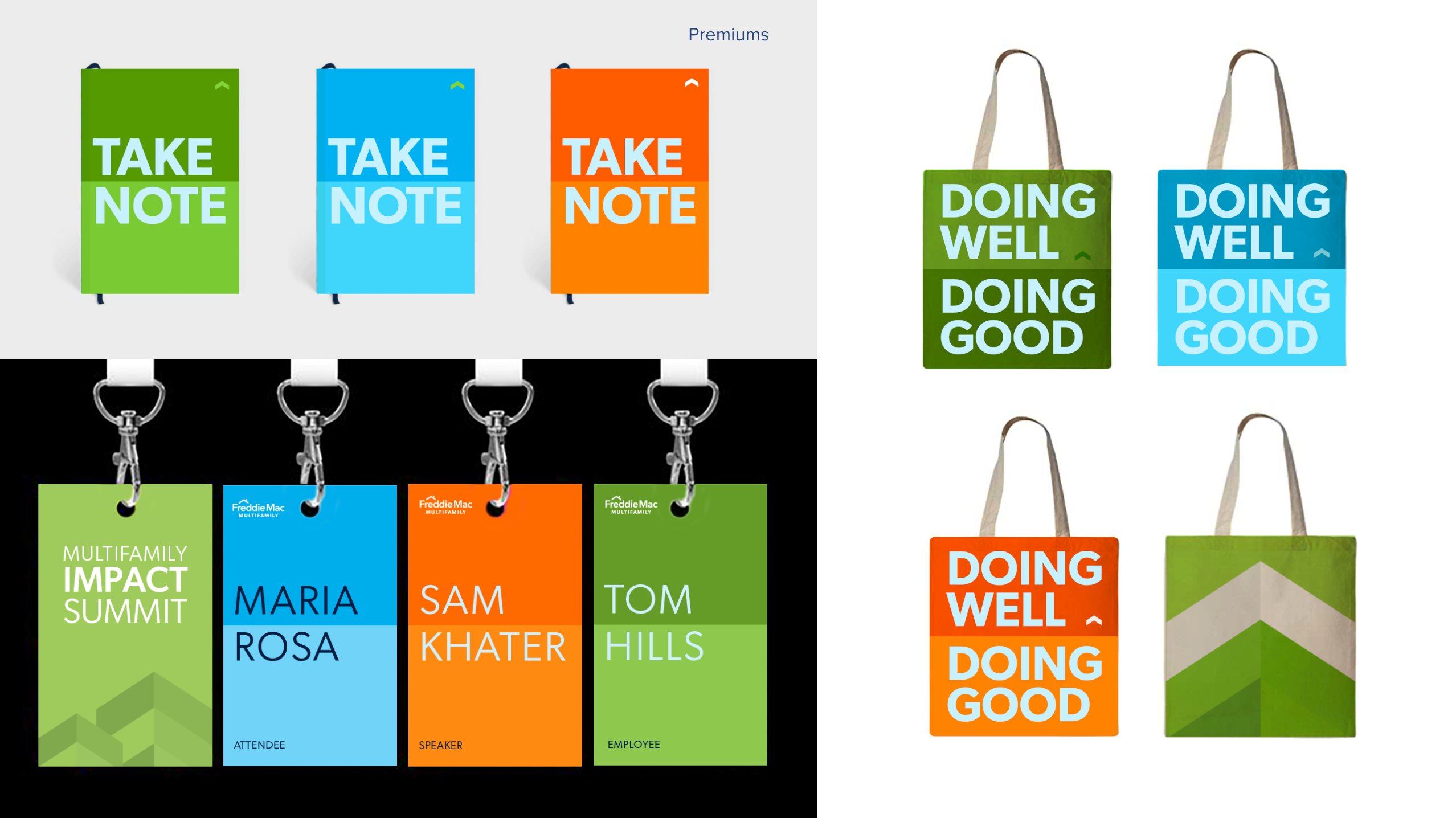 Multifamily Impact Summit swag and badges